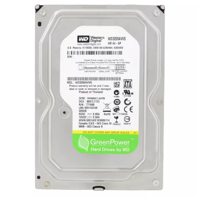 Disque Dur Western Digital 320GB WD3200AVVS 5400U/Min SATA II 8MB 3,5 " Pouces