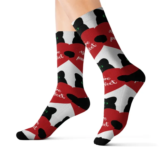 Valentines day gift, You're Purrfect Black Cat Socks, Valentines Gift, Gift