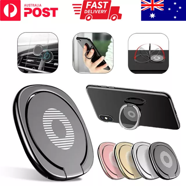 Mobile Phone Ring Finger Holder Car Mount Ring Magnetic Metal Hook Stand Grip AU