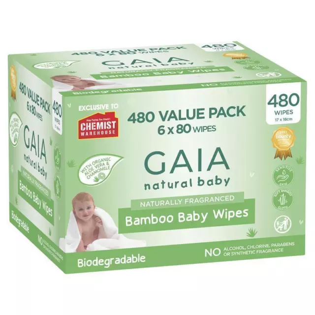 Gaia Natural Baby Bamboo Wipes 480