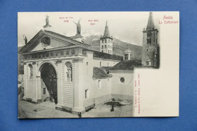 Cartolina Aosta - La Cattedrale - 1900 ca.