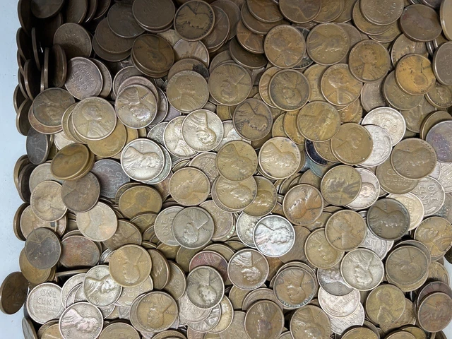 Lot Of 15’000 Lincoln Wheat Pennies 1909 Mixed Up To 1958 P-D-S  Great Batch.