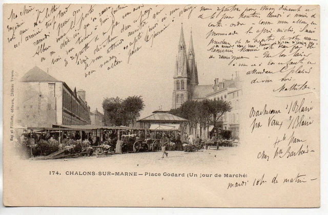 CHALONS SUR MARNE - Marne - CPA 51 - Marchés - place Godart - jour de Marché 7