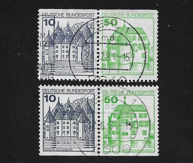 Markenheft-Ausschnitt BRD / Bund 1980 Michel-Nr. 913C+D und 1038C+D gestempelt