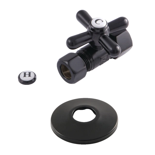 Kingston Brass CC4445.XK 2-3/8"H Quarter Turn Straight Stop Valve - Black