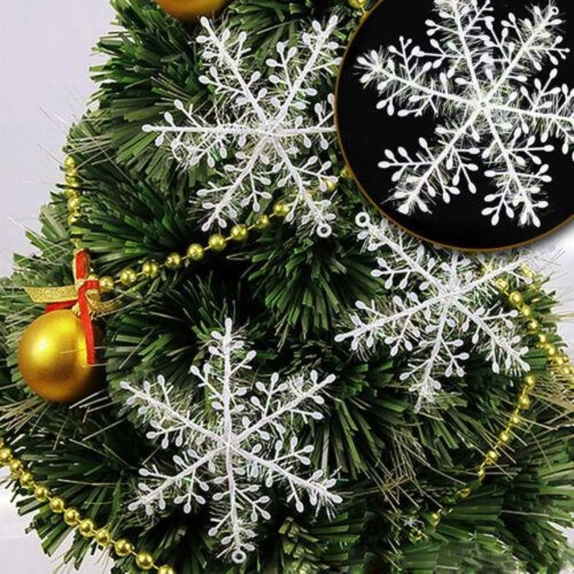 Adornos ornamentados de plástico copo de nieve PVC árbol de Navidad blanco tridimensional