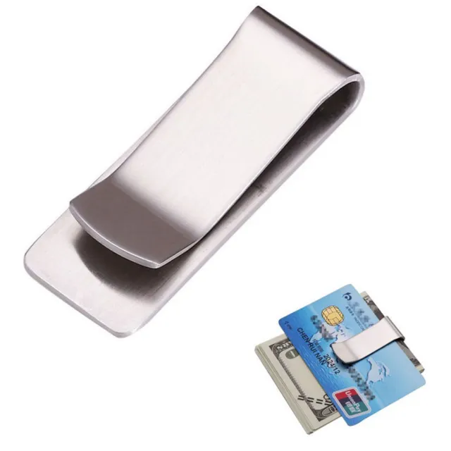 New Silver ID Credit Money Clip Cash Holder Stainless Steel Slim Wallet