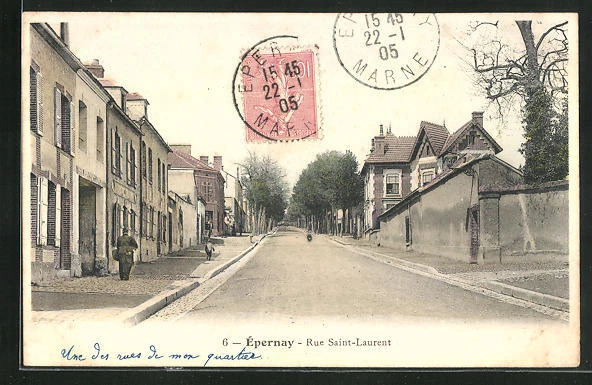 CPA Épernay, Rue Saint-Laurent, vue de la rue 1905