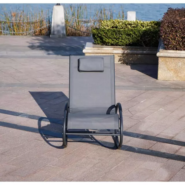 moda furnishings Outdoor Rocking Chairs 24" Splash-Proof Iron Frame in Black 2