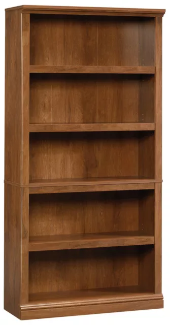 5 Shelf Bookcase Oak Finish Wooden Bookshelf Wood Book Office Storage Cabinet