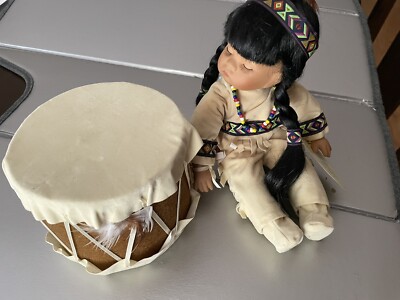 Little Willie Native American Porcelain Doll With Drum~70108~Emerald Doll Collec