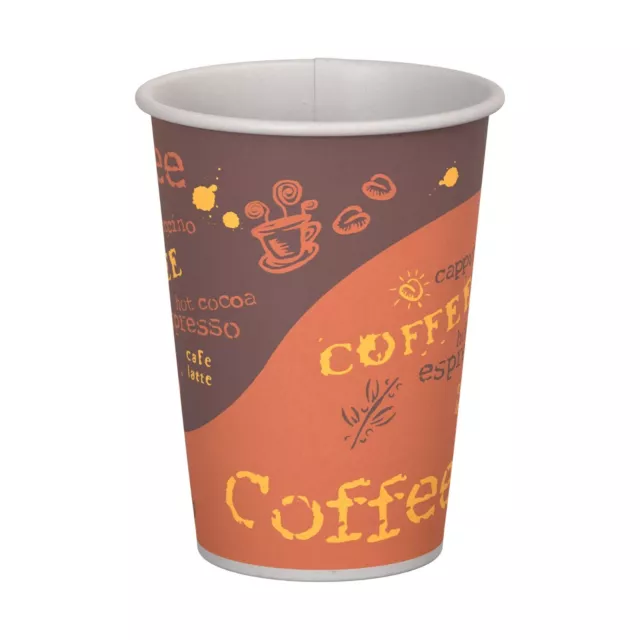 1000 Pack Coffee print Disposable Poly Paper Hot Tea Coffee Cup 12 oz.