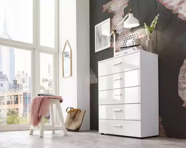 BMG Möbel Schubladen Kommode Sideboard Anrichte Marbella 6 in Hochglanz Weiß