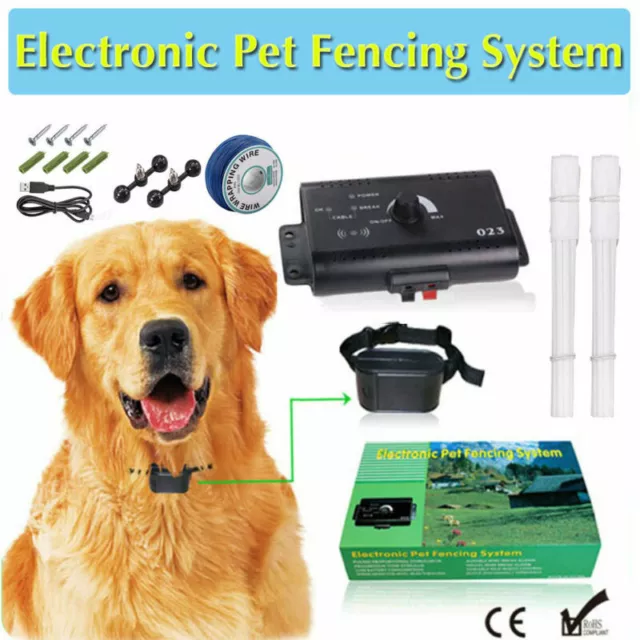 260M Electric Shock Boundary Control Fence Collar Dog Pet System + 300M Wire