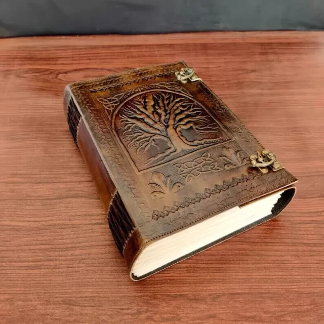 600 Pages Large Tree of life Fat Family Leather Journal, Diary Leather Grimoire