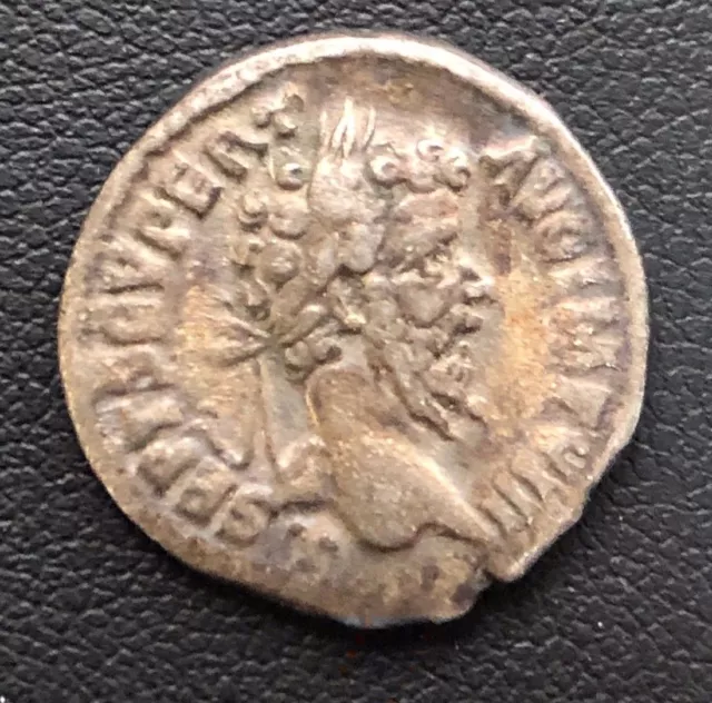 Roman Emperor Septimius Severus 197 AD AR Denarius Silver Coin, Very Good Detail