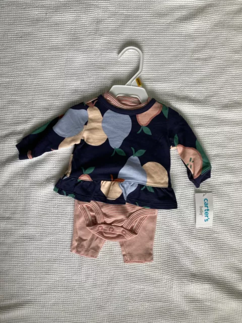 Carters baby girl NWT apple 3 piece knit outfit Size Newborn