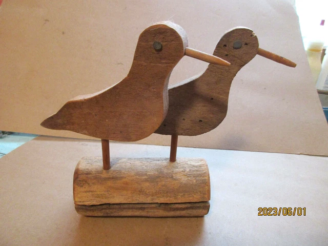 2 Folk Art Birds on Wood