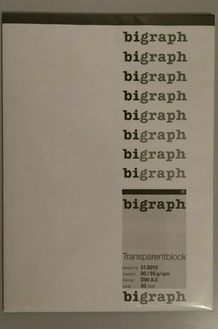bigraph Transparentblock | 51.5016 | 90 / 95 g/m² | DIN A3 | 50 Blatt
