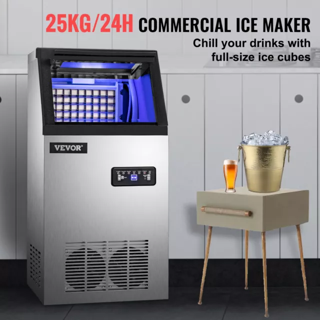 VEVOR Machine à Glaçons Commerciale 25 kg/24H Ice Maker Professionnel 230 W 220V 2