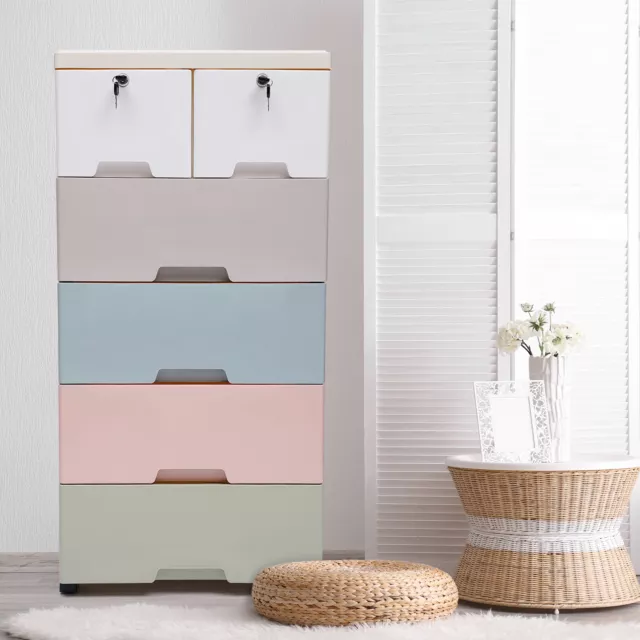 5 Layers Plastic Storage Organizer Cabinet Dresser Bedroom Tower Cupboard Drawer