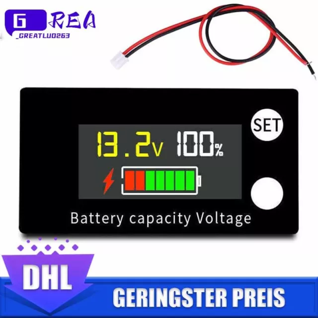 DC 8-100V Digital LCD Battery Capacity Voltage Meter Voltmeter Power Tester DE