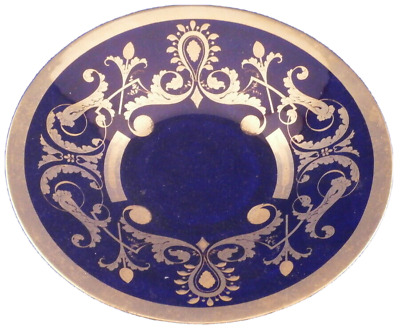 Antigüedad Royal Vienna Porcelana Azul Cobalto Y Oro Saucer Porzellan Untertasse