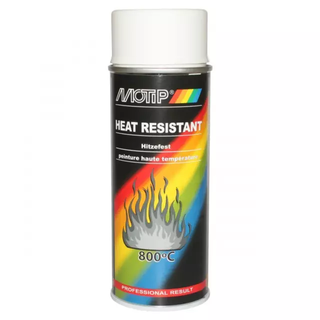 Bombe de peinture blanche haute température 800°C Motip 04036 400ml pour moto