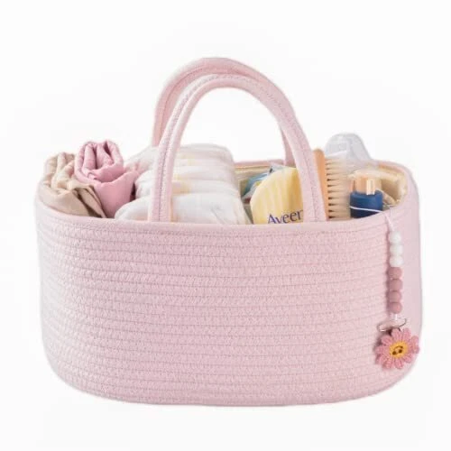 Baby Diaper Caddy Organizer for Girl Boy Rope Nursery Storage Bin Basket Port...