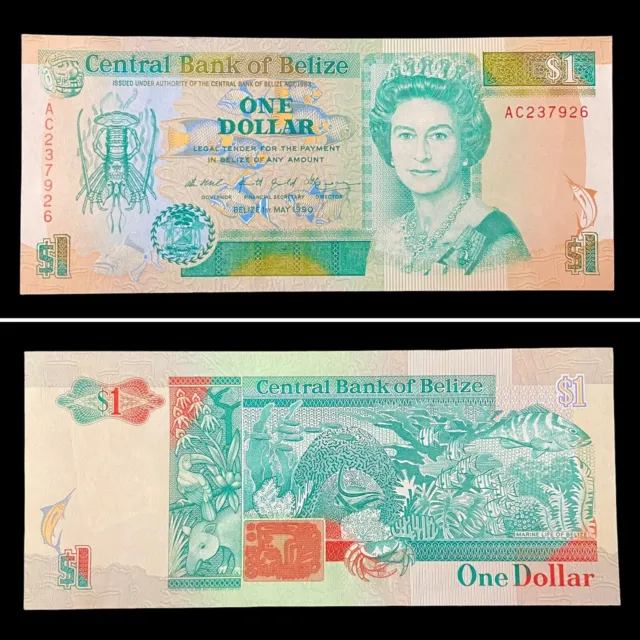 Belize 1 Dollar 1990 P51 UNC Mint