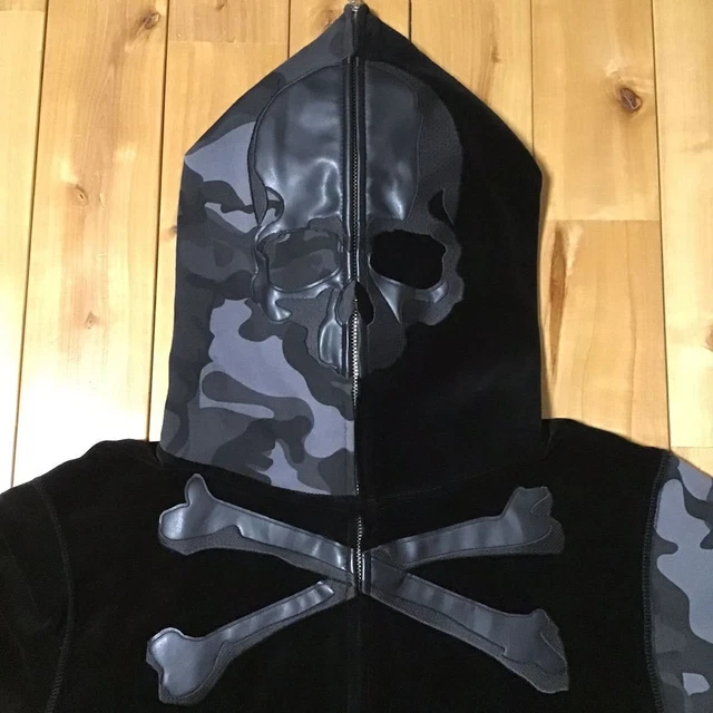 Mastermind Skull Bathing Ape  Hoodie Full Zip L Velor Camo Vintage 2016