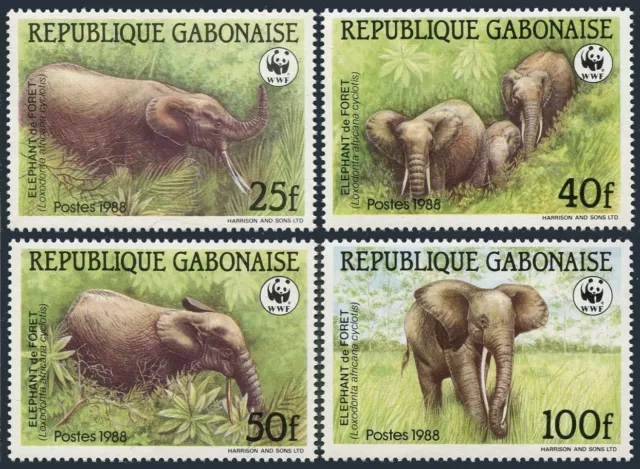 Gabon 634-637,MNH.Michel 1009-1012. WWF 1988.African forest elephant.