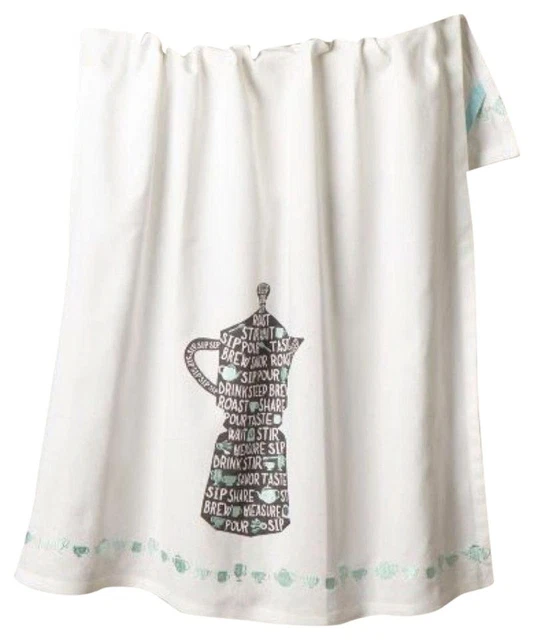 Anthropologie Dishtowel Brew + Pour Embroidered Coffee Lovers Shower Mom GIFT