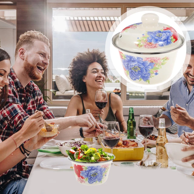 ENAMEL MIXING BOWL Bowls with Lids Enamelware Vintage Basin £17.68