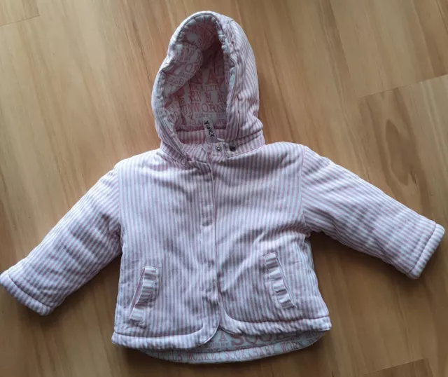 Adorable ♡SOOKI BABY PADDED HOODED JACKET♡ White Pink Stripe - Sz 18 mths