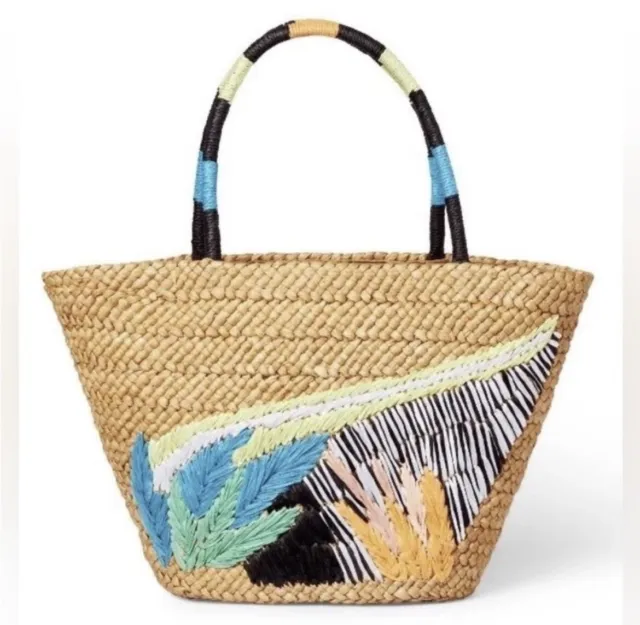 Tabitha Brown x Target Abstract Botanical Woven Straw Tote Bag Purse Beach New