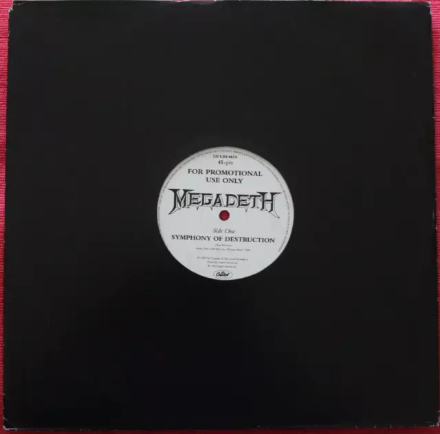 Megadeth - Symphony Of Destruction (Rare 2 TRK 12" PROMO Vinyl Single) EX COND