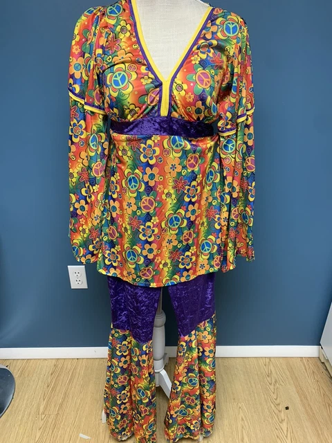 Vintage Style 70s HIPPIE POWER ANGEL Cosplay Costume Bell Bottoms Groovy XS-S