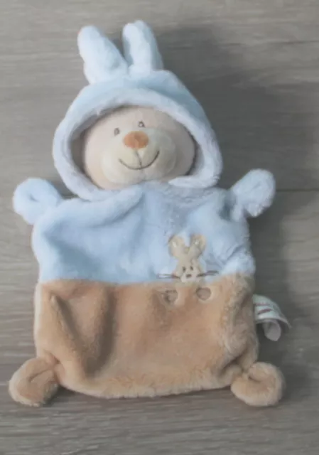 doudou ours déguisé lapin bleu beige grain de blé zannier état neuf