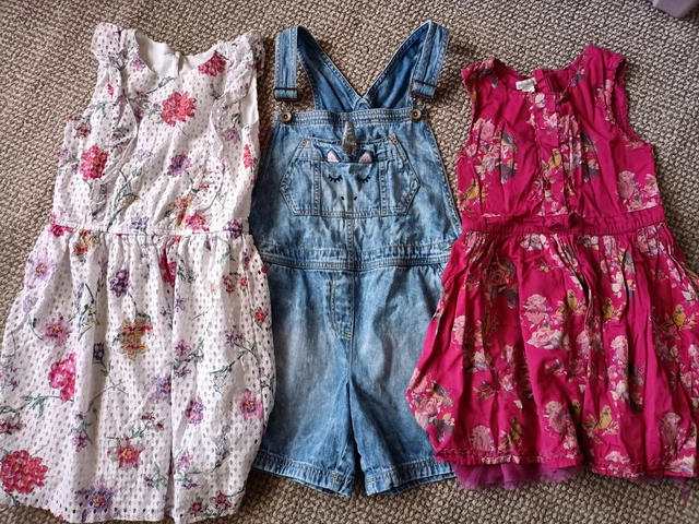 Girls Bundle Age 8-9 Years Denim Short Unicorn Dungarees Next Floral Dresses