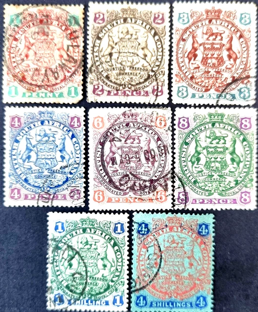BRITISH SOUTH AFRICA COMPANY 1896 Nice Old Used Stamps to 4/-. Cat Value $110.00