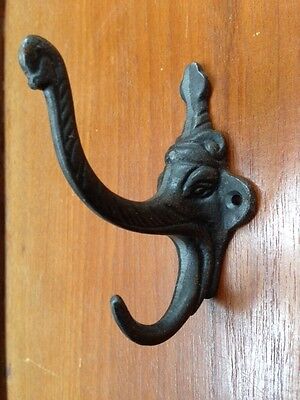 Elephant  Antique Style  Cast Iron Wardrobe Hook ~ Hat & Coat Utility Hook