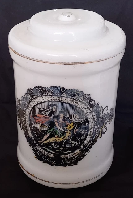 Vintage Antique Art Deco Scene Glass Lamp Shade Pendant Light Rare