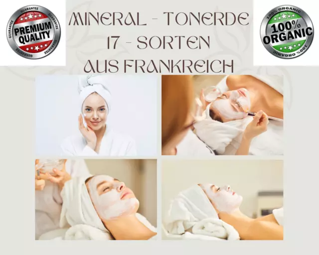 Mineral Tonerde für sanfte Maske, Gesicht, Körper, Haare. 100g - 17 Sorten