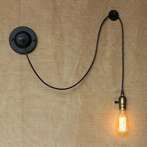 Antique Vintage Wall Lamp Black Cord Twist/Standard Wire Lights And Ordinary LED
