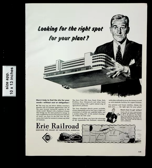 1949 Erie Railroad Industrial America Vintage Print Ad 26422