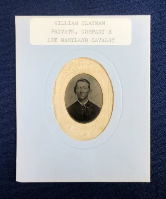 CDV / Tintype - William Slayman, 1st Maryland Cavalry, Signed.