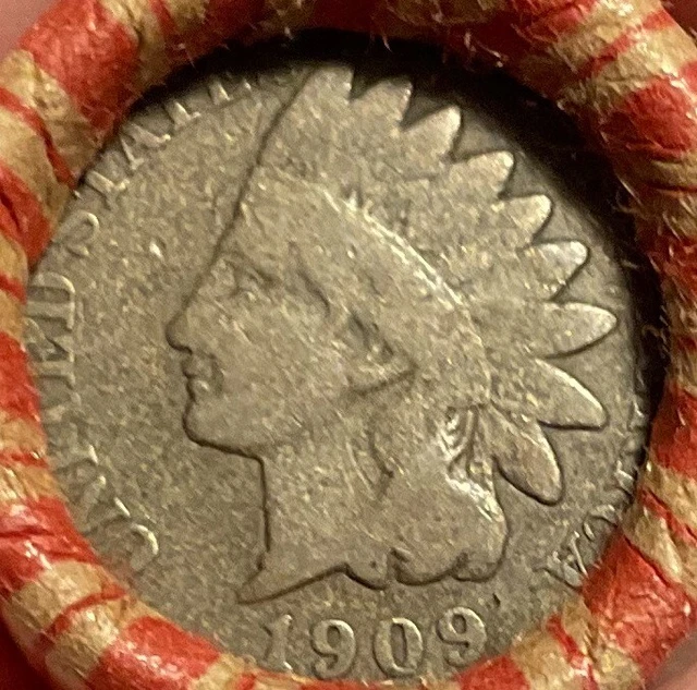 Wheat Penny Roll Older Cents Crimped Sealed with 1909 P/S Indian Head Cent #35