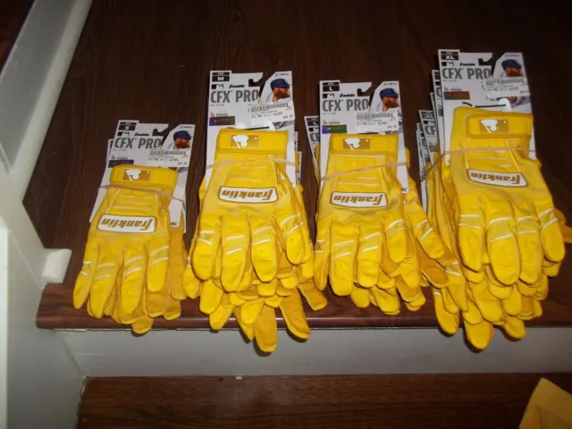 Franklin CFX PRO HI-LITE Batting Gloves, Gold - New. Size Adult Small.