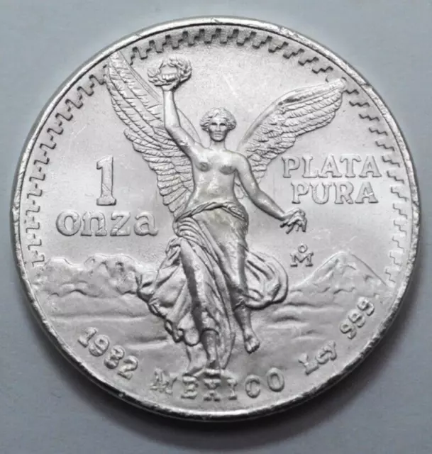 Moneda redonda Libertad Pura Plata México Plata Fina 1 Oz 999 1982, sin precio base.